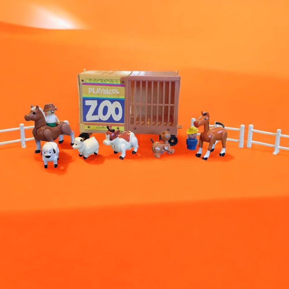 Playskool Zoo Train Set Toy Figures Animals People‎ Cage Cart